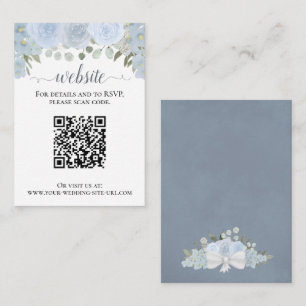 Rustieke Stoffige Blauwe Rozen Bruiloft Website QR Informatiekaartje