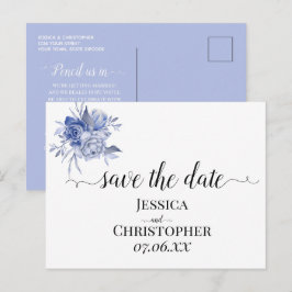 rustieke stoffige blauwe rozen en andere bloemen aankondigingskaart