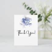 rustieke stoffige blauwe rozen en andere bloemen bedankkaart (Staand voorkant)