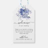 rustieke stoffige blauwe rozen en andere bloemen cadeaulabel (Voorkant)