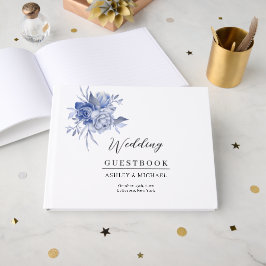 rustieke stoffige blauwe rozen en andere bloemen gastenboek