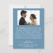 rustieke stoffige blauwe waterverf bloemboeket bedankkaart (Achterkant)