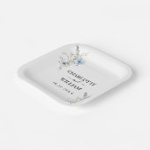 rustieke stoffige blauwe waterverf bloemboeket papieren bordje (Gebogen)