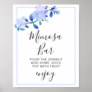 rustieke stoffige blauwe waterverf-stijl bloem & b poster
