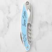 Rustieke stoffige blauwe wijn fles opener (Achterkant)