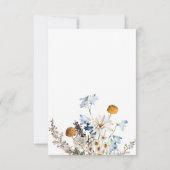 Rustieke Stoffige Blauwe Wildbloemen & Daisies QR RSVP Kaartje (Achterkant)