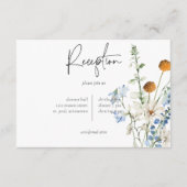 Rustieke Stoffige Blauwe Wildbloemen & Daisies Rec Informatiekaartje (Voorkant)