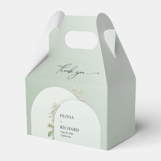 Rustieke Stoffige groene bladeren blos Bloemenboog Bedankdoosjes (Achterkant)