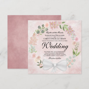 Rustieke stoffige Roos Waterverf krans bruiloft Kaart