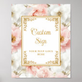 Rustieke stoffige roze bloemen met gouden accenten poster (Voorkant)