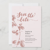 Rustieke stoffige roze grillige bloemenbruiloft save the date (Voorkant)