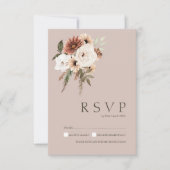 Rustieke Stoffige Roze Groene Bloemen Bruiloft RSV RSVP Kaartje (Voorkant)