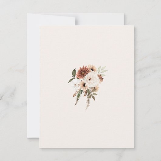 Rustieke stoffige roze groene bloemenbruiloft dank bedankkaart (Achterkant)