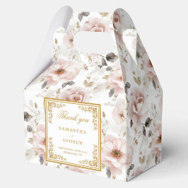 Rustieke stoffige roze ivoor bloemen bruiloft guns bedankdoosjes