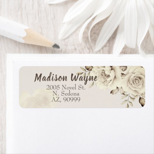 Rustieke stoffige witte rozen Retouradres Labels (Insitu)