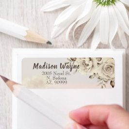 Rustieke stoffige witte rozen Retouradres Labels