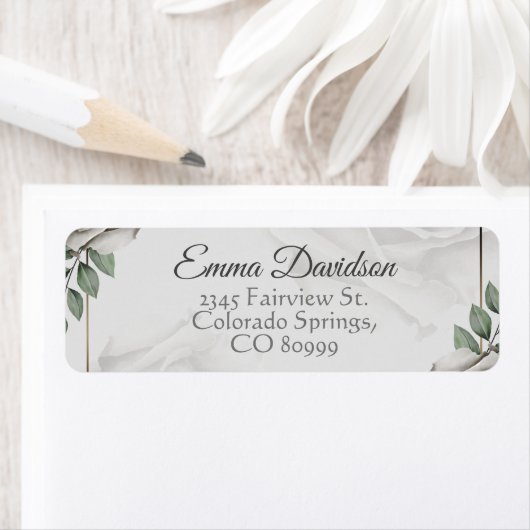 Rustieke stoffige witte rozen Retouradres Labels (Insitu)