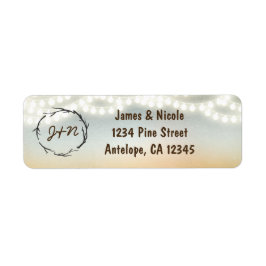 Rustieke Stokken Krans Slingerlichten Adreslabels Etiket