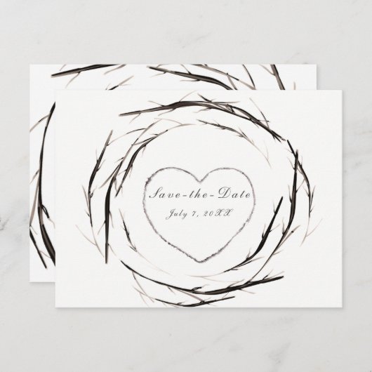 Rustieke Stokken Takken Takken Krans Save the Date Aankondigingskaart (Voorkant / Achterkant)