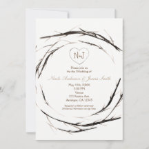 Rustieke Stokken Takken Takken Krans Uitnodigingen