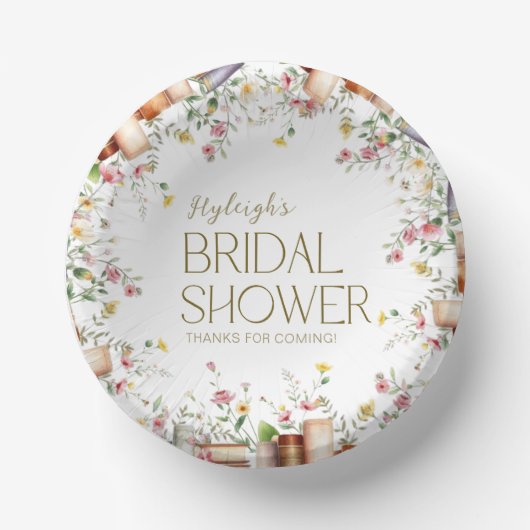 Rustieke Storybook Floral Vrijgezellenfeest Party Papieren Kommen (Voorkant)