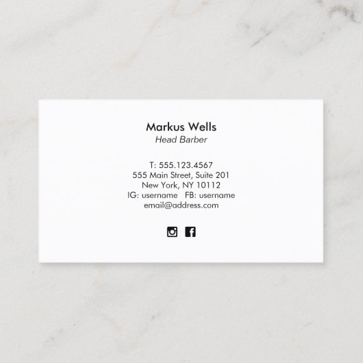 Rustieke Straight Razor Barber Shop Visitekaartje (Achterkant)