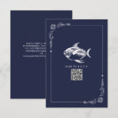 Rustieke Strand Bruiloft Donkerblauwe Vis RSVP Kaartje (Voorkant / Achterkant)