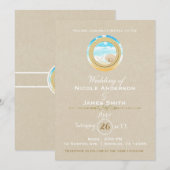 Rustieke strand bruiloft kraft moderne elegante kaart (Voorkant / Achterkant)