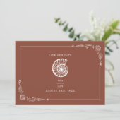 Rustieke strand bruiloft terracotta opslaan van de save the date (Staand voorkant)