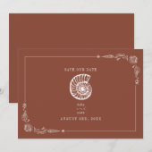 Rustieke strand bruiloft terracotta opslaan van de save the date (Voorkant / Achterkant)