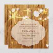 Rustieke strand bruiloftsfeest kaart (Voorkant / Achterkant)