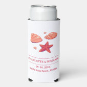 Rustieke strand bruiloftsfeest seltzer blikjeskoeler (Seltzer Voorkant)