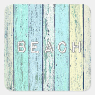 Rustieke strand drijfhout vierkante sticker