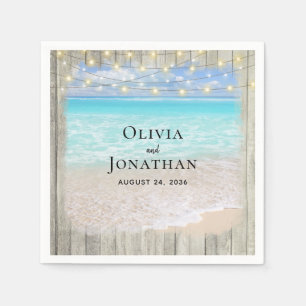 Rustieke strand kust string lichten bruiloft servet