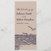 Rustieke strand oceaan golven bruiloft ceremonie p programmakaart (Voorkant)