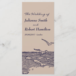 Rustieke strand oceaan golven bruiloft ceremonie p programmakaart