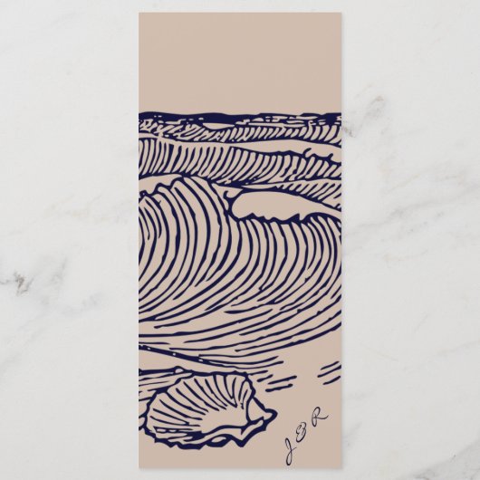 Rustieke strand oceaan golven bruiloft diner menu (Achterkant)