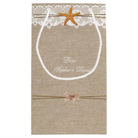 Rustieke Strand Sterrenvis Kant Trouw Aangepast Klein Cadeauzakje (Achterkant)