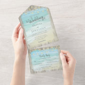 Rustieke Strand String Lights Bestemming Bruiloft All In One Uitnodiging (Afscheurbaar)