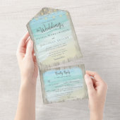 Rustieke strandbestemming Bruiloft Menu Opties All In One Uitnodiging (Afscheurbaar)