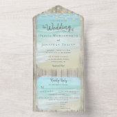 Rustieke strandbestemming Bruiloft Menu Opties All In One Uitnodiging (Binnen)