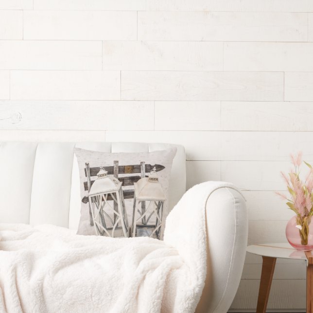 Rustieke strandhuis lantaarns op zand kussen (Bank)