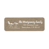 Rustieke strandlopers & faux burlap etiket (Voorkant)