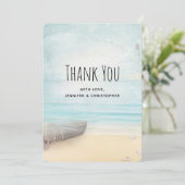 Rustieke strandscène met boot dank u kaart (Staand voorkant)