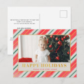 Rustieke strepen Rood en Groen We hebben foto verp Feestdagenkaart (Voorkant / Achterkant)