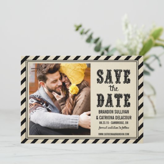  rustieke strepen sparen de datumbekendmaking kaart (Staand voorkant)