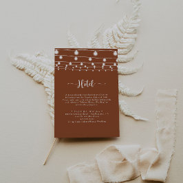 Rustieke Strijklichten Kalligrafie Terracotta Hote Informatiekaartje