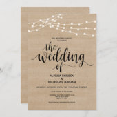 Rustieke string lichten boerderij bruiloft uitnodi programmakaart (Voorkant / Achterkant)