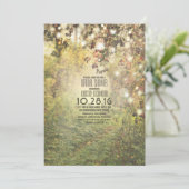 Rustieke string lichten bomen pad vrijgezellenfees kaart (Staand voorkant)