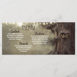 Rustieke string lichten boom bruiloft menu kaarten